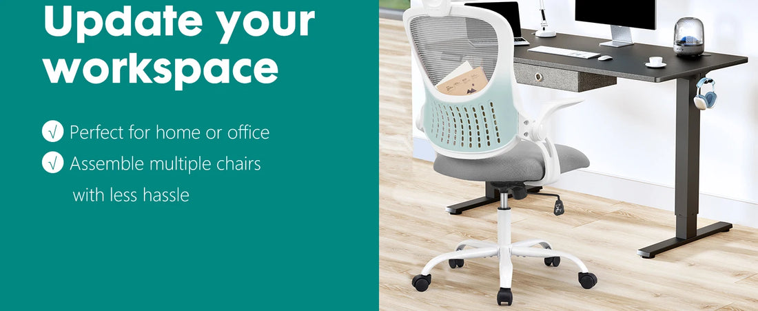 JHK Mesh Ergonomic Office Chair with Flip-Up Arms and Lumbar Support