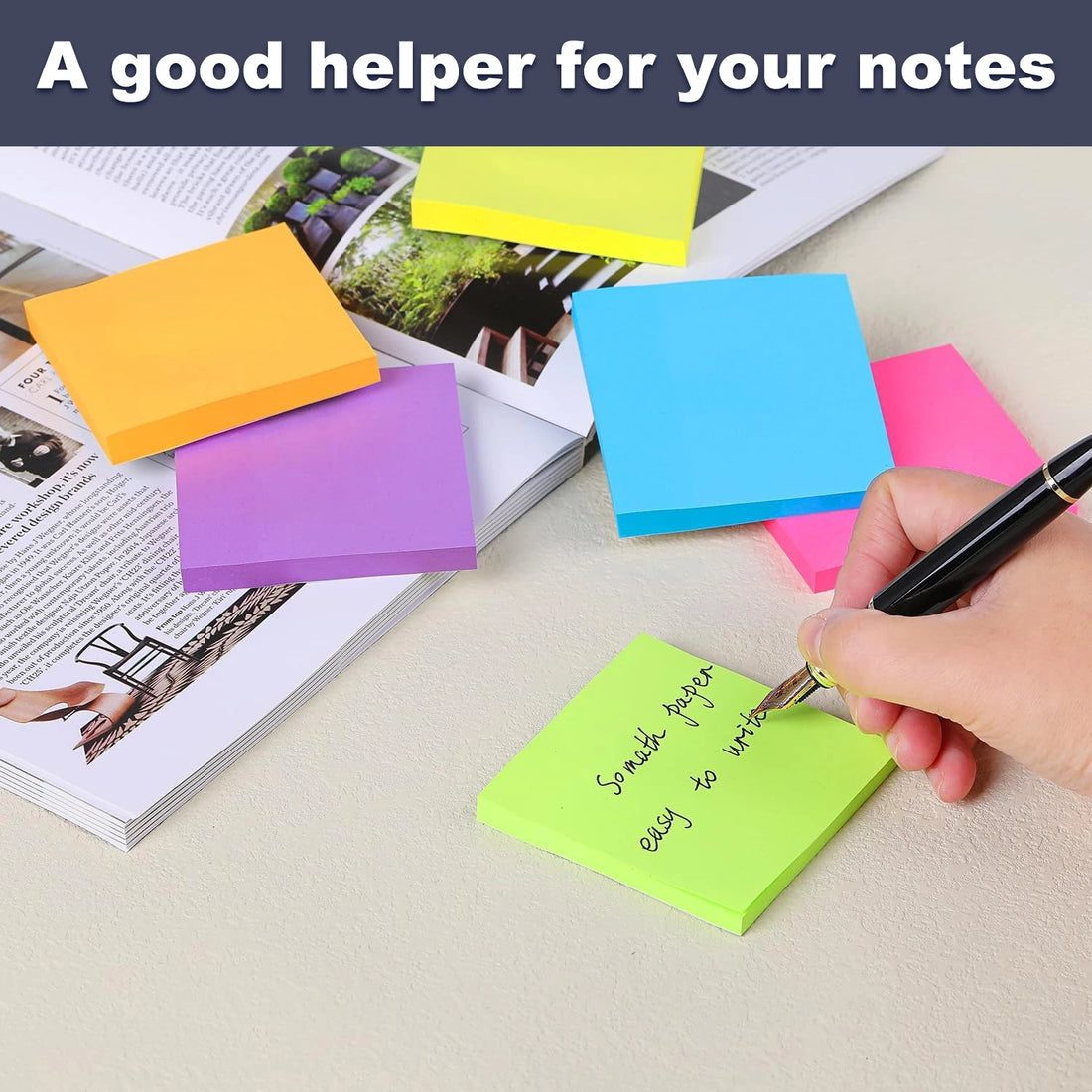 Sticky Notes & 400 Sheets 3x3 8 Color Sticky Notes, Cute Sticky Notes, Removable Self-Stick Notes For Office, School, Home, Note