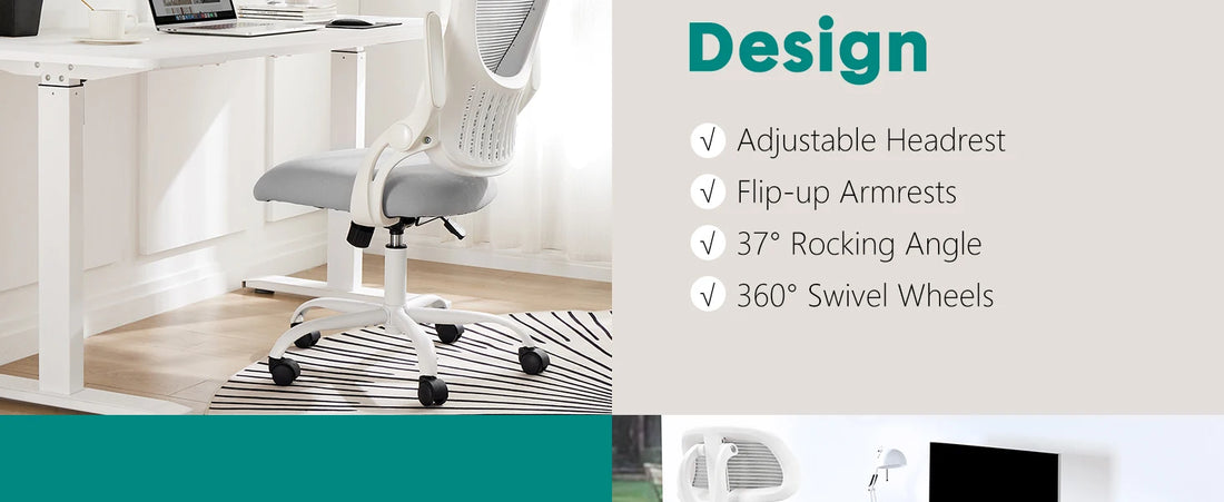 JHK Mesh Ergonomic Office Chair with Flip-Up Arms and Lumbar Support