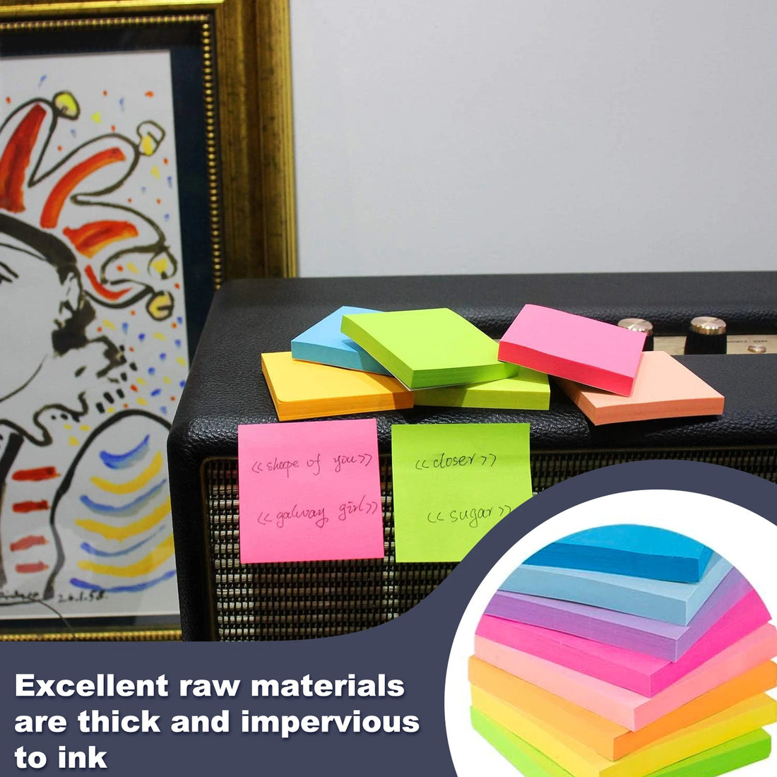 Sticky Notes & 400 Sheets 3x3 8 Color Sticky Notes, Cute Sticky Notes, Removable Self-Stick Notes For Office, School, Home, Note