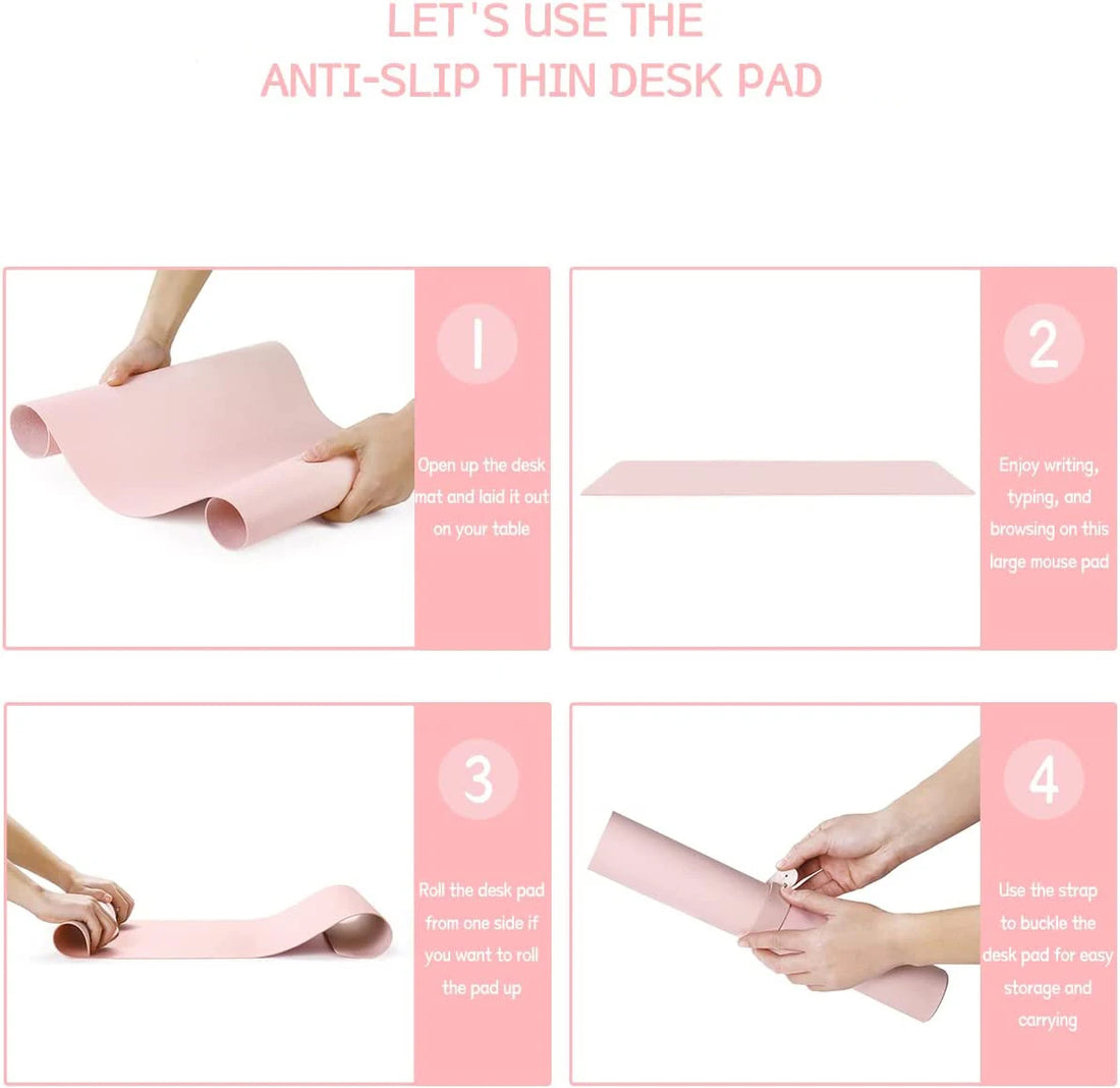 Desk Mat Waterproof PVC Mouse Pad Leather Desk Protective Cover Pink Large Computer Girls Laptop Non-slip Gaming Keyboard Mats