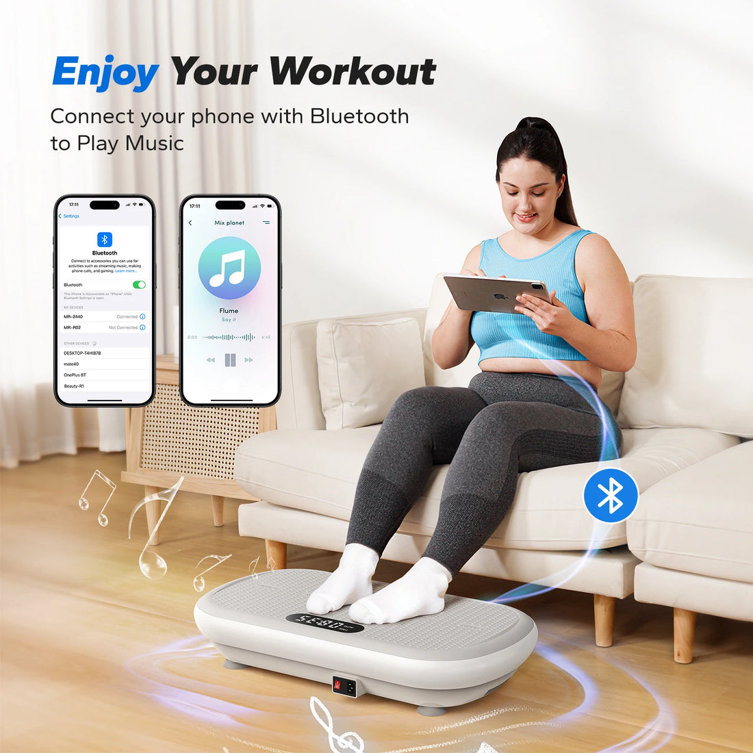 MERACH Vibration Plate Exercise Machine Bluetooth and Silicone Pedal Automatic Sensing for Lymphatic Drainage or Weight Loss Fit