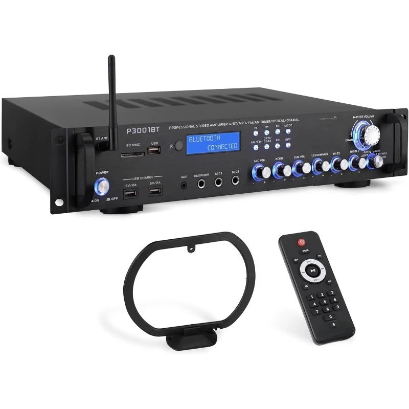 Audio Rack Mount Home Speaker Sound Stereo Receiver Multi-Channel Bluetooth Power Amplifier - 3000 Watt