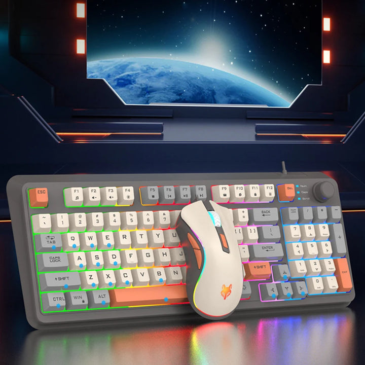 K82 Wired Game Keyboard 94 Keys with Mouse Luminous Keyboard RGB Light Keypad Personalized Keypad for Notebook Laptop Desktop