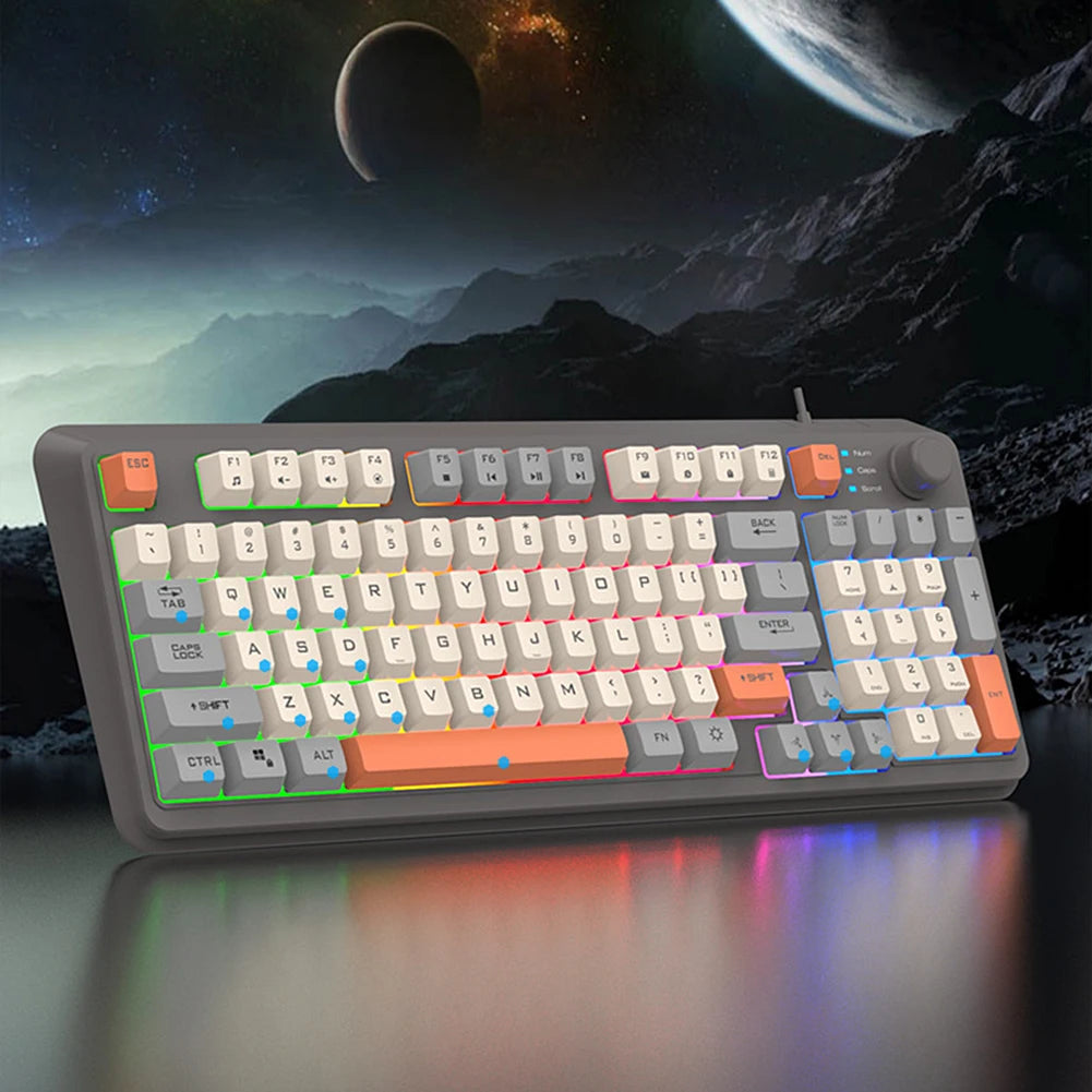 K82 Wired Game Keyboard 94 Keys with Mouse Luminous Keyboard RGB Light Keypad Personalized Keypad for Notebook Laptop Desktop