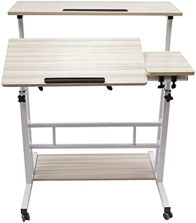 Mobile Stand Up Desk Adjustable Laptop Desk with Wheels 4 in 1 Rolling Table Home Office Table Standing Desk Mobile Workstation
