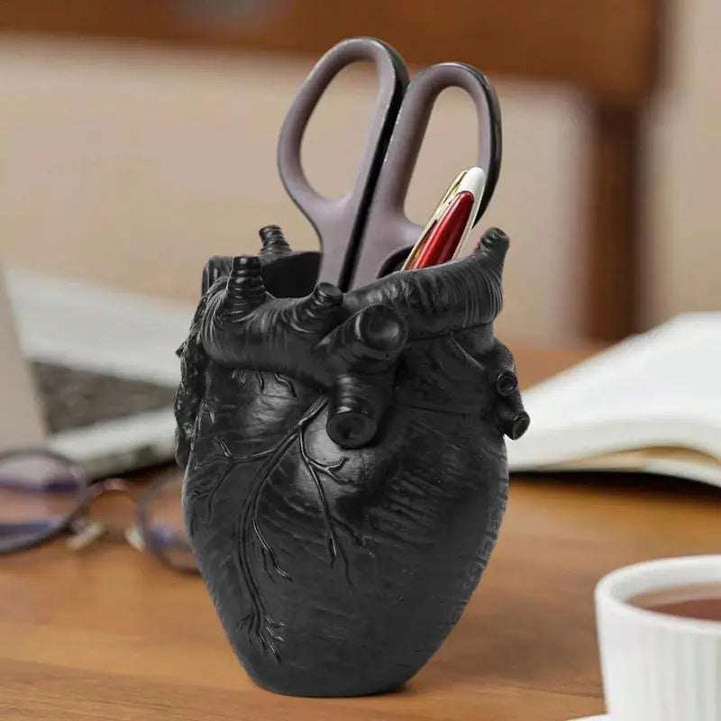 Desktop Pen Organizer Simulated Heart Design Office Desk Organizers And Accessories Study Bookshelf Decor Resin Art Supply