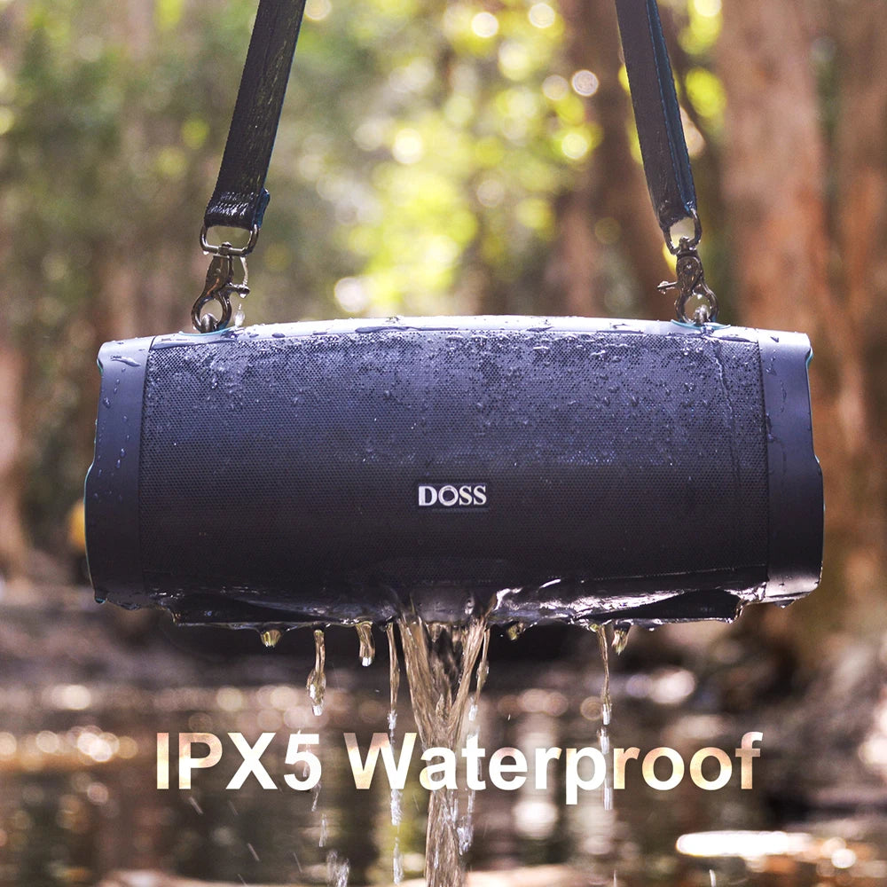 DOSS Portable Speaker Bluetooth 5.3 70W Bold Sound Bass 24H Playtime with LED Lights Power Bank IPX5 Waterproof Wireless Speaker