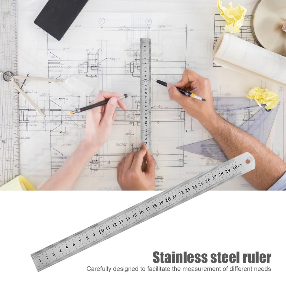Stainless Steel Precision Straight Ruler – Double-Sided Metric Scale (15–40cm)