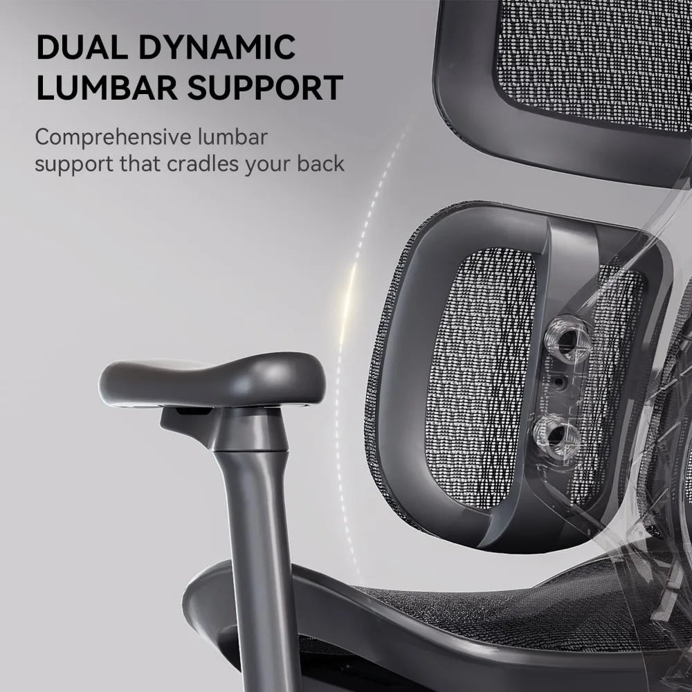 Doro S100 Ergonomic Office Chair - with Dual Dynamic Lumbar Support, 5-Level Adjustable Backrest, 4D Coordinated Armrests