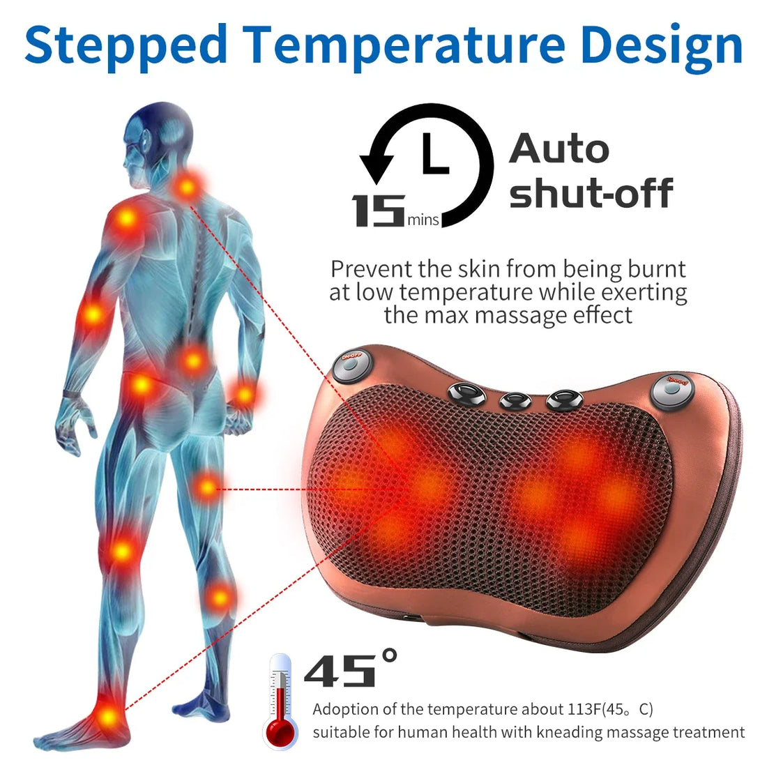 Massage pillow for back, neck and shoulders Electric roller massager Foot massager Ergonomic pillow Massager Neck support pillow