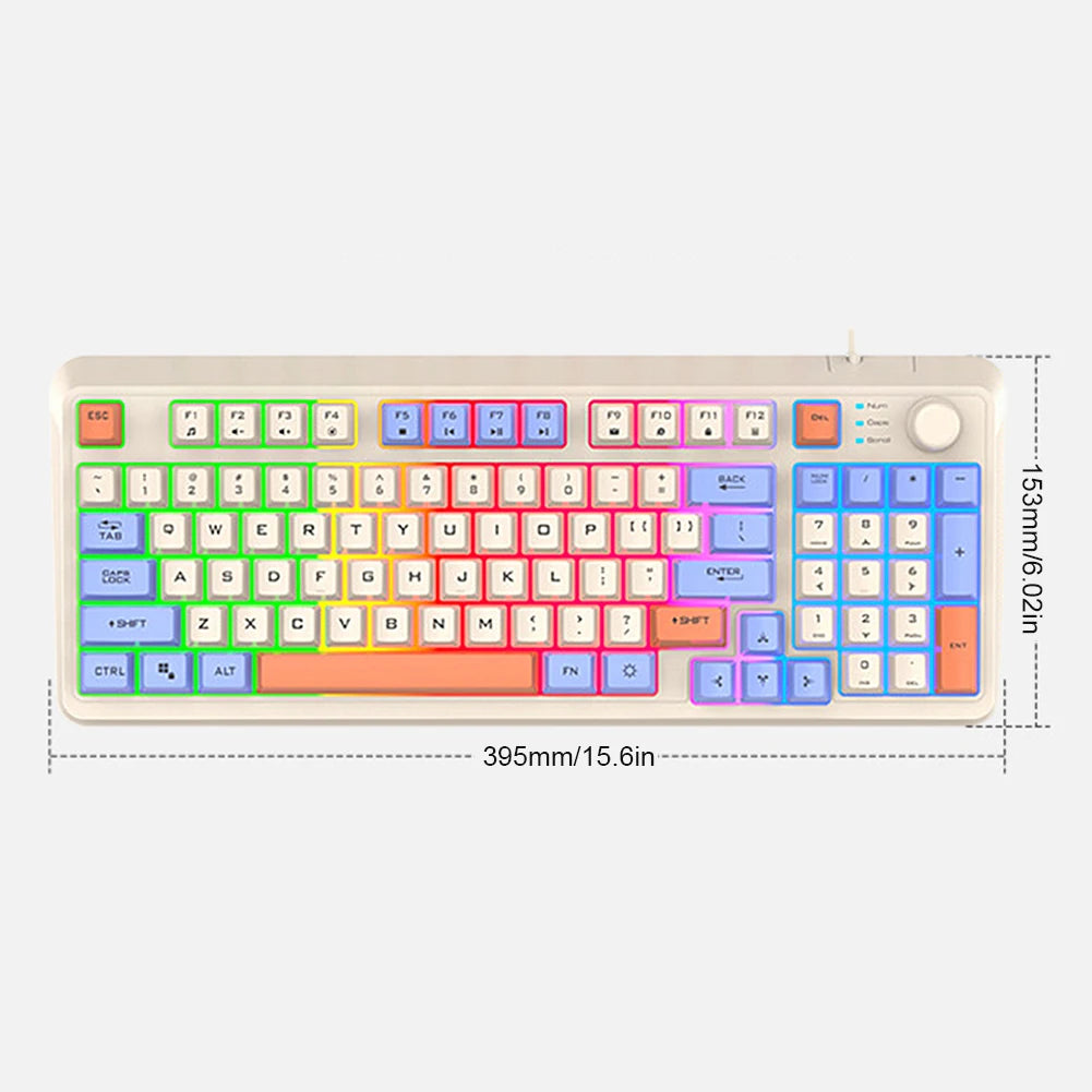 K82 Wired Game Keyboard 94 Keys with Mouse Luminous Keyboard RGB Light Keypad Personalized Keypad for Notebook Laptop Desktop
