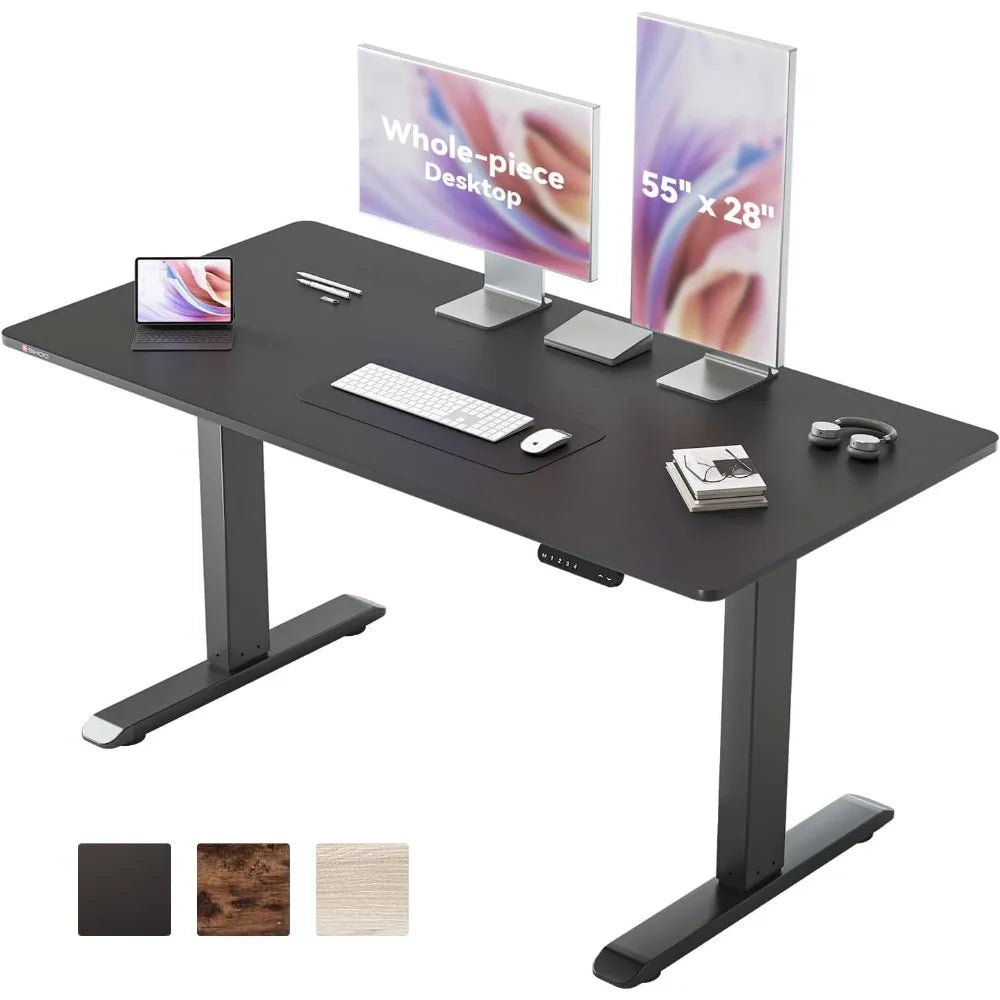 Whole Piece Electric Standing Desk, Sit-Stand Desk with 4 Memory Height Settings, Ergonomic Adjustable Height Desk Computer