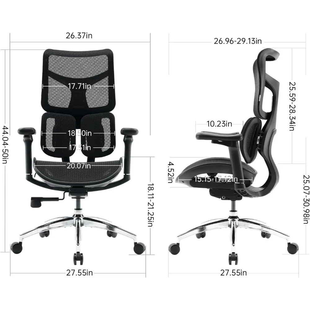 Doro S100 Ergonomic Office Chair - with Dual Dynamic Lumbar Support, 5-Level Adjustable Backrest, 4D Coordinated Armrests