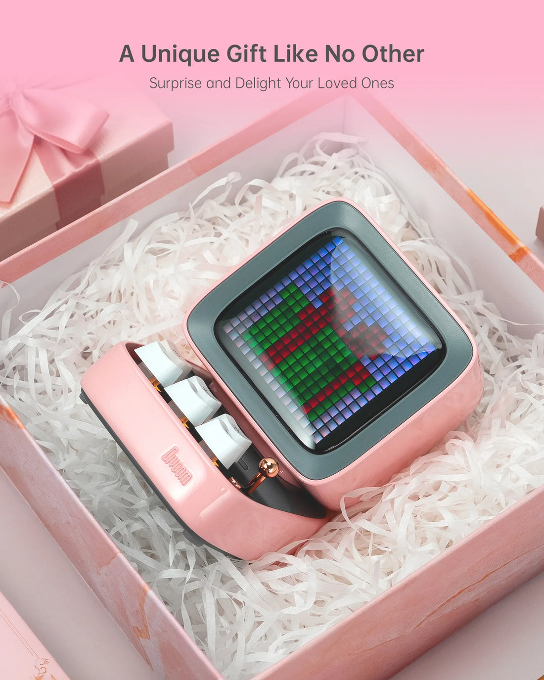 Divoom Ditoo-Pro Retro Pixel Art Bluetooth Portable Speaker Alarm Clock DIY LED Display Board, Cute Gift Home Light Decoration
