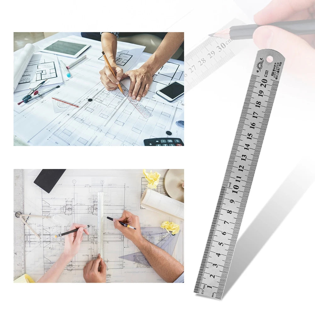Stainless Steel Precision Straight Ruler – Double-Sided Metric Scale (15–40cm)