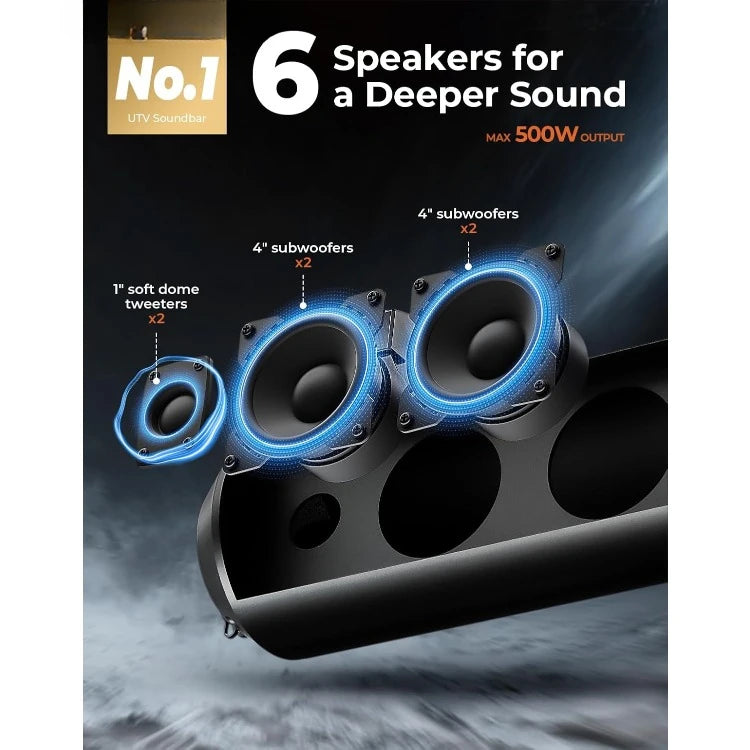 28" UTV Bluetooth Sound Bar with Subwoofers