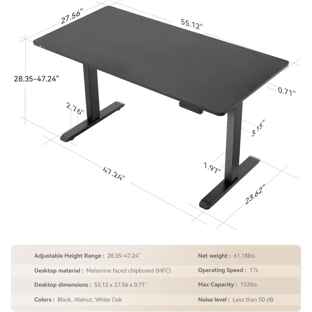 Whole Piece Electric Standing Desk, Sit-Stand Desk with 4 Memory Height Settings, Ergonomic Adjustable Height Desk Computer