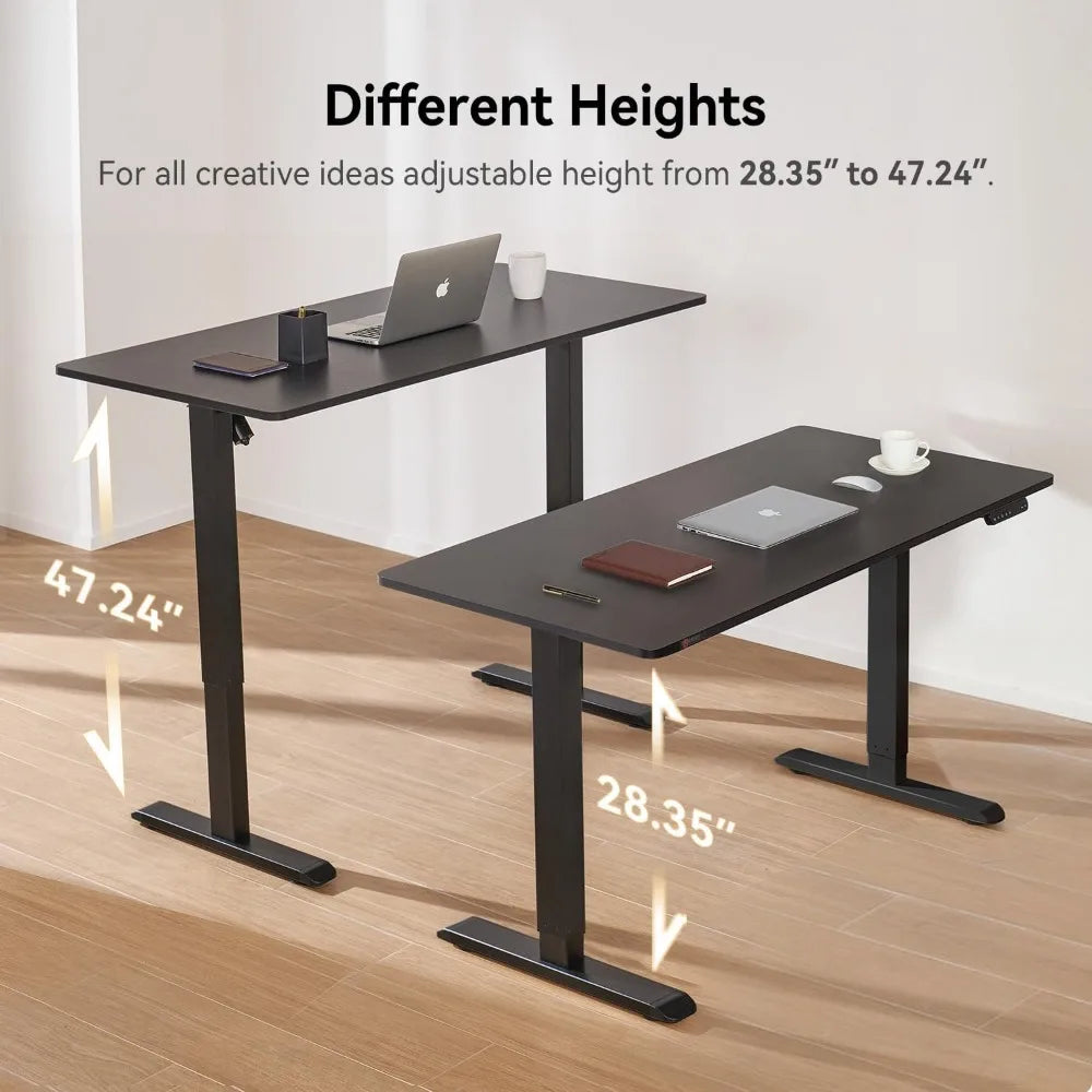 Whole Piece Electric Standing Desk, Sit-Stand Desk with 4 Memory Height Settings, Ergonomic Adjustable Height Desk Computer