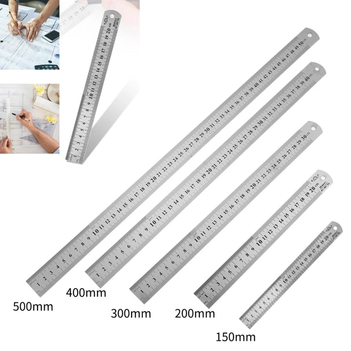 Stainless Steel Precision Straight Ruler – Double-Sided Metric Scale (15–40cm)