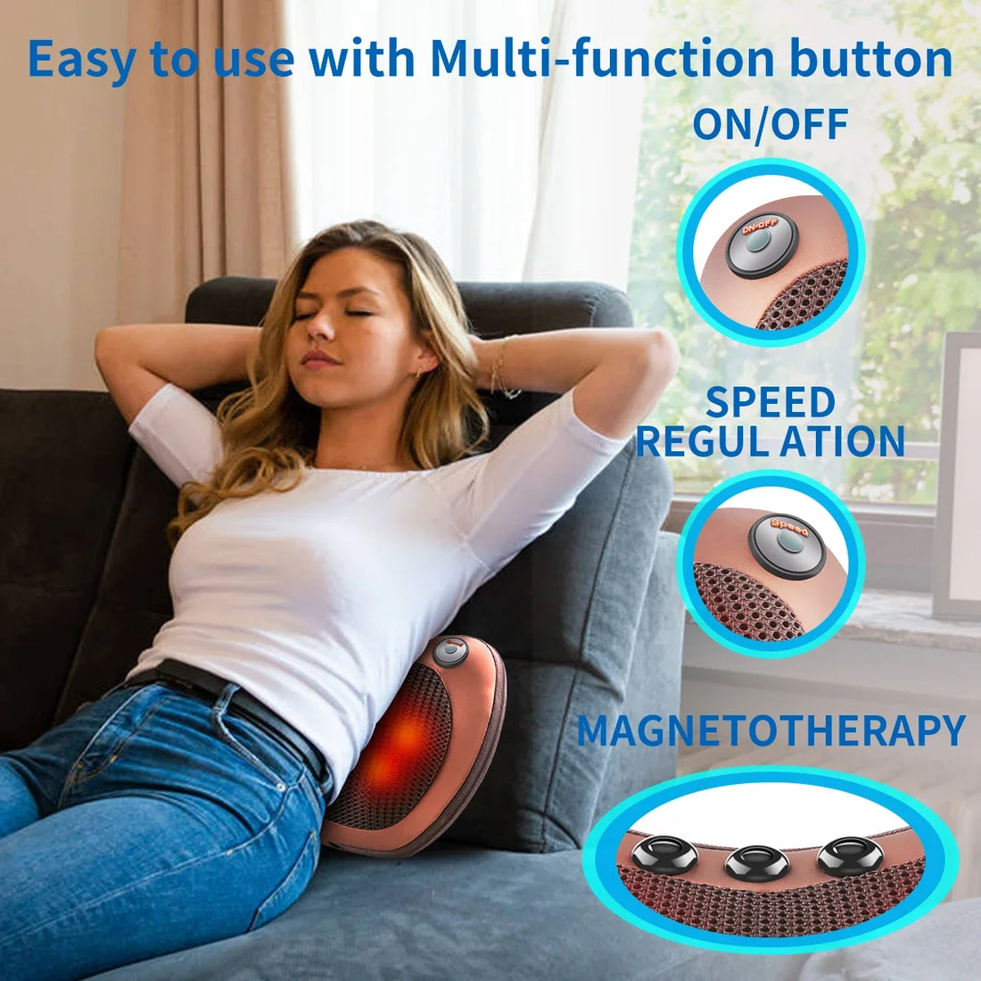 Massage pillow for back, neck and shoulders Electric roller massager Foot massager Ergonomic pillow Massager Neck support pillow