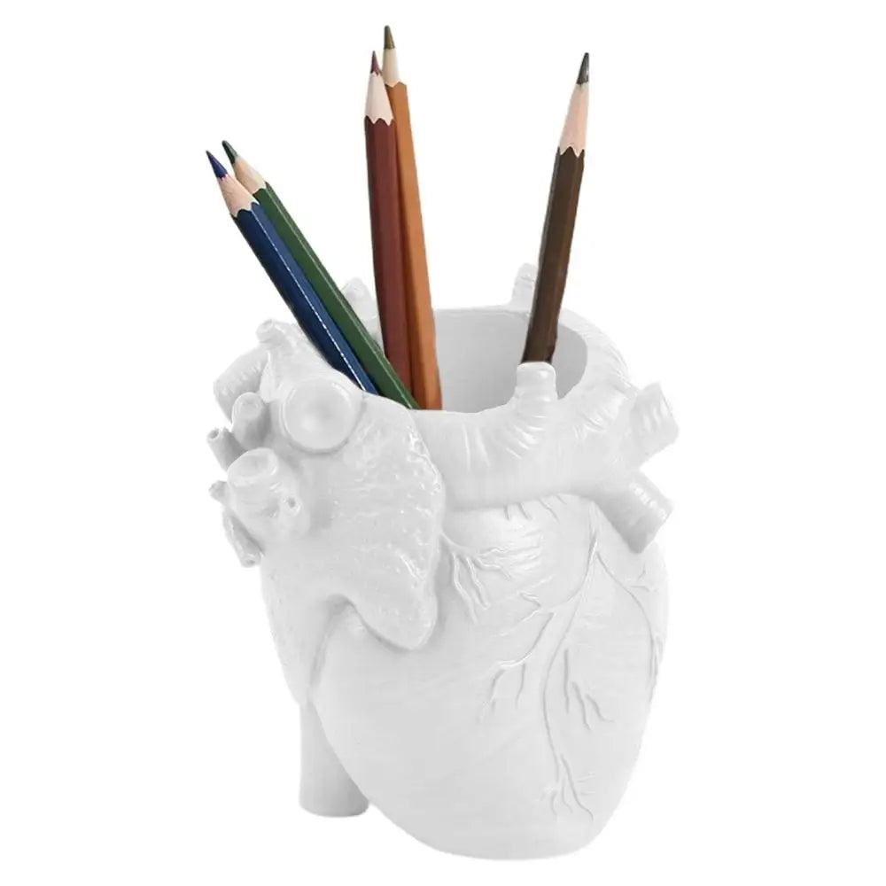 Desktop Pen Organizer Simulated Heart Design Office Desk Organizers And Accessories Study Bookshelf Decor Resin Art Supply