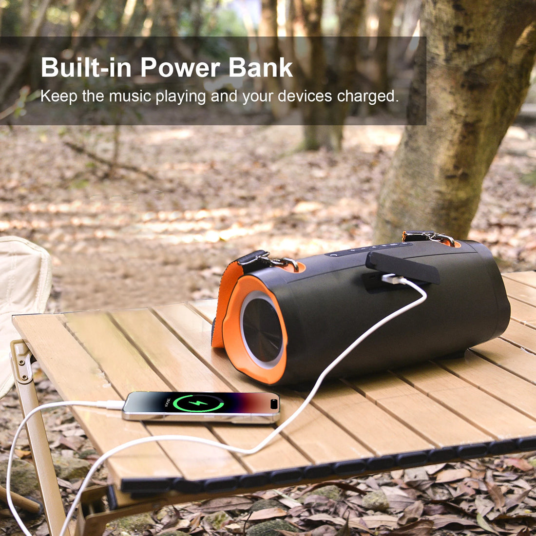 DOSS Portable Speaker Bluetooth 5.3 70W Bold Sound Bass 24H Playtime with LED Lights Power Bank IPX5 Waterproof Wireless Speaker