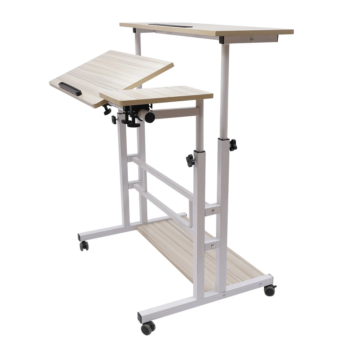 Mobile Stand Up Desk Adjustable Laptop Desk with Wheels 4 in 1 Rolling Table Home Office Table Standing Desk Mobile Workstation