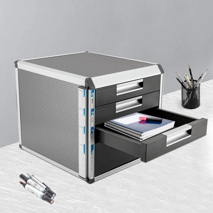 4 Compartments Drawer Box Lockable Document Storage Box Organiser Box Letter Tray Table Organiser Paper Tray Suitable for Office