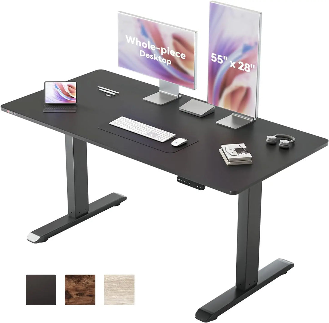 Whole Piece Electric Standing Desk, Sit-Stand Desk with 4 Memory Height Settings, Ergonomic Adjustable Height Desk Computer