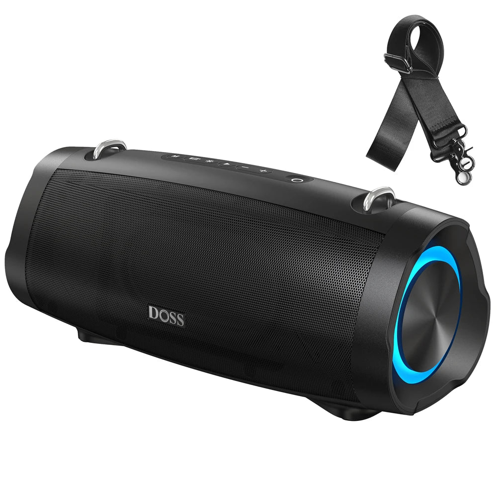 DOSS Portable Speaker Bluetooth 5.3 70W Bold Sound Bass 24H Playtime with LED Lights Power Bank IPX5 Waterproof Wireless Speaker