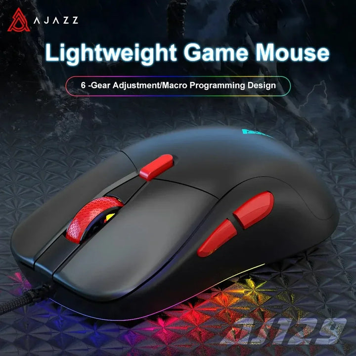 Ajazz AJ129 RGB Wired Mouse Gamer 12400 DPI Optical 7 Buttons USB Mouse Sensor PAW3327 Mice for Computer Laptop Accessories