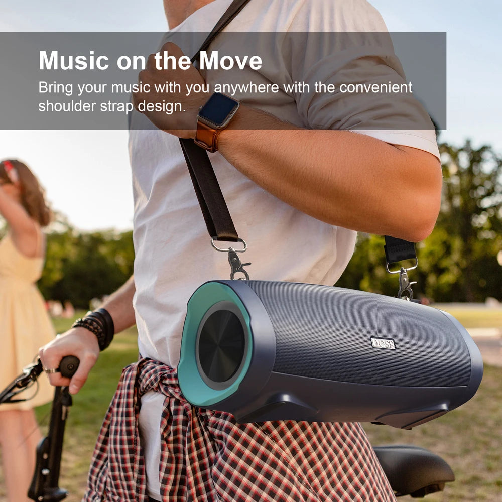 DOSS Portable Speaker Bluetooth 5.3 70W Bold Sound Bass 24H Playtime with LED Lights Power Bank IPX5 Waterproof Wireless Speaker